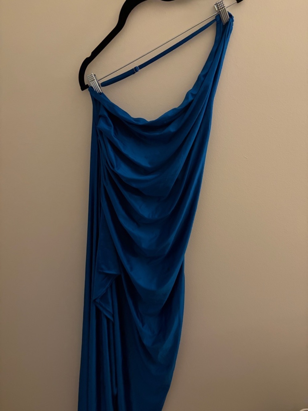 One-Shoulder Royal Blue Evening Gown with High Slit - Picture 3 of 3